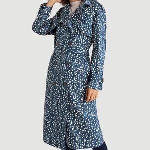NWT Ann Taylor Blue Dot Trench Coat